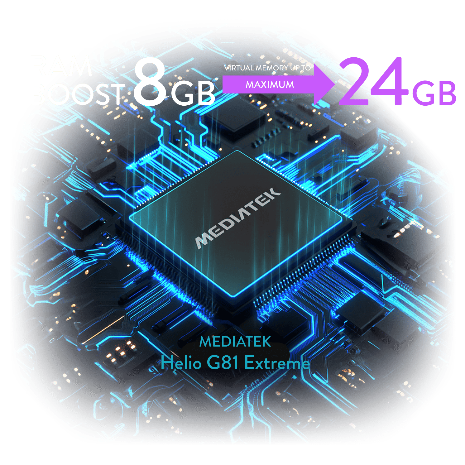 RAM BOOST 8GB VIRTUAL MEMORY UP TO MAXIMUM 24GB / MediaTek Helio G81 Extreme