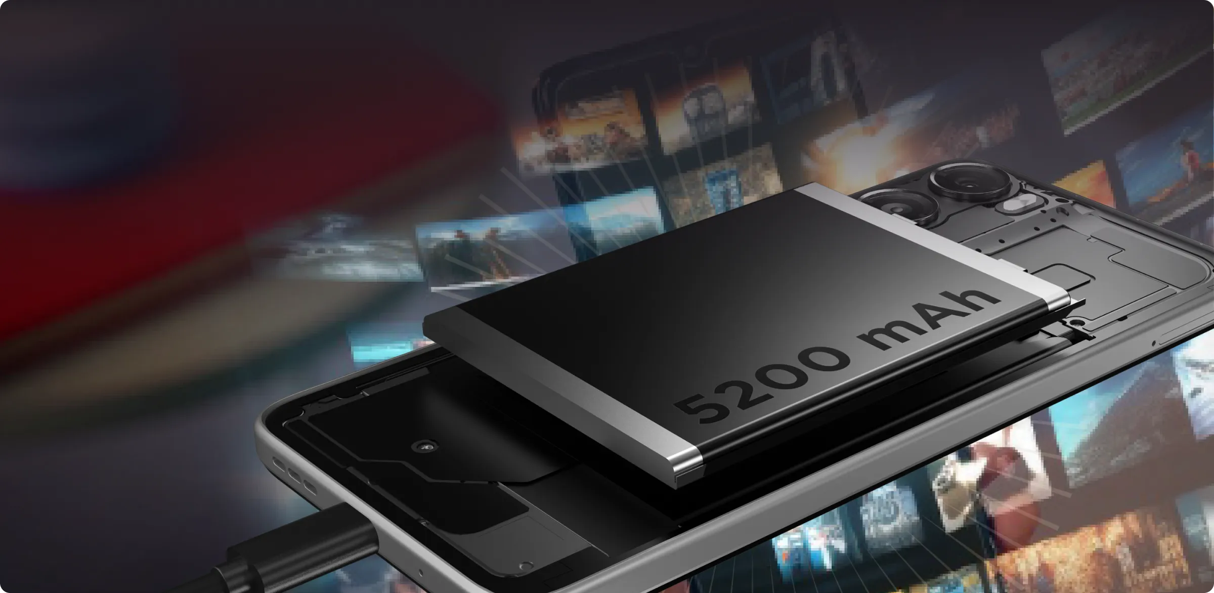 5,200mAh大容量バッテリー